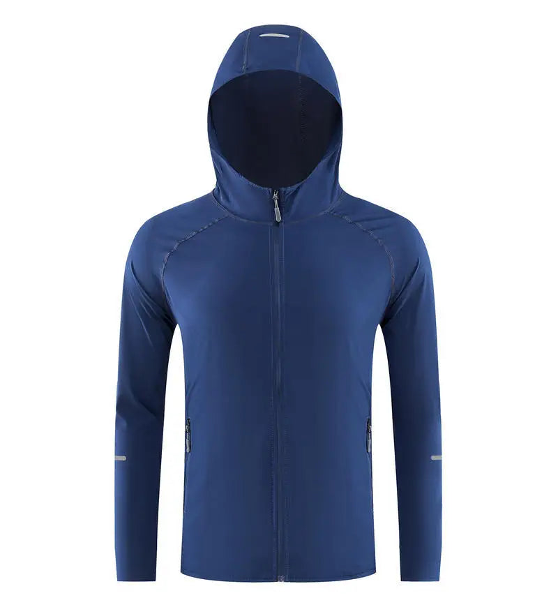 (S-4XL)Men Women Running Jacket Lightweight Camping Hiking Windbreaker Windproof Long-Sleeved Zipper Hoodie Sports Coat