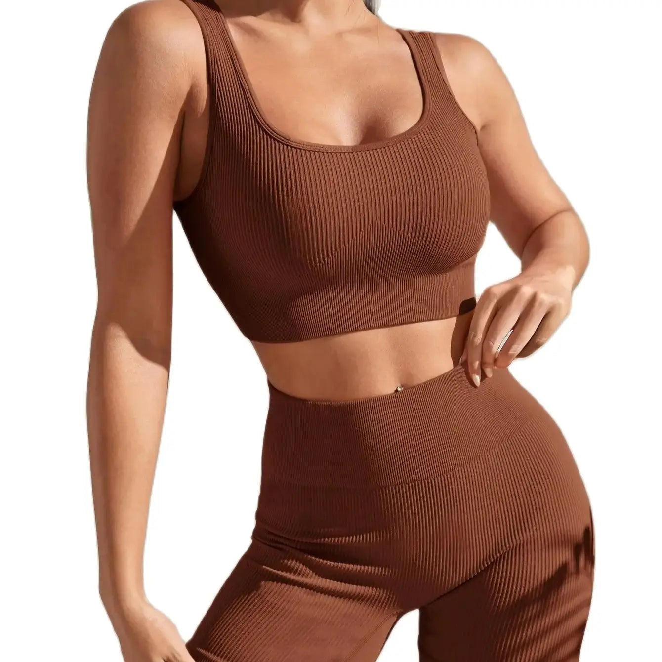 New Arrival Fashion Seamless Exercise Body-Tight Quick Dry Moisture Absorption High Waist Hip Yoga Fitness Set for Women