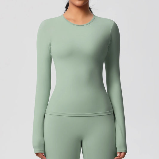 Long Sleeve Workout Top Gym Women Casual Outdoor Top Workout Dry Fit Breathable High Elastic Sports Top Sports Long Sleeved