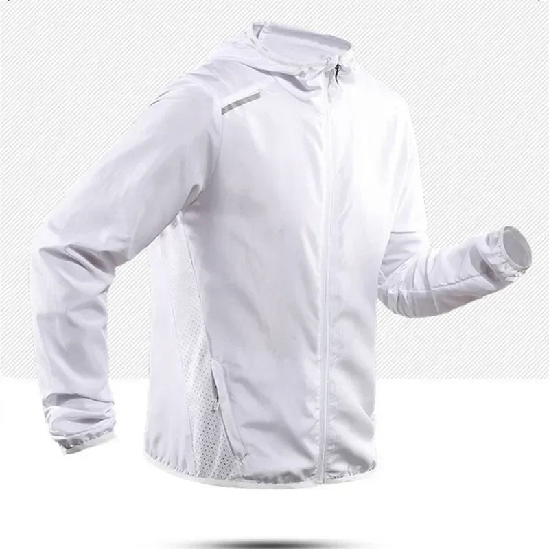 2025 Running Jacket Spring Reflective Gym Hooded Men Coat Jogging Gradient Color Sportswear Breathable Male Jackets Women