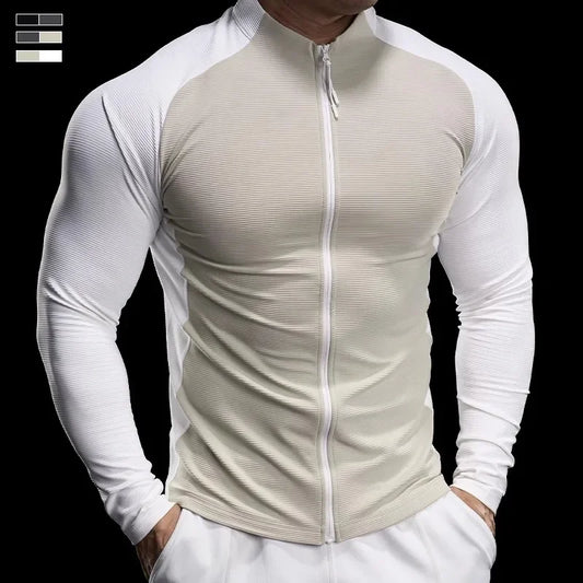 2024 New Men Sportswear Fitness Top Gym Jacket Quick-drying Breathable Slim Long-sleeved T-shirt Running Training Clothes Autumn