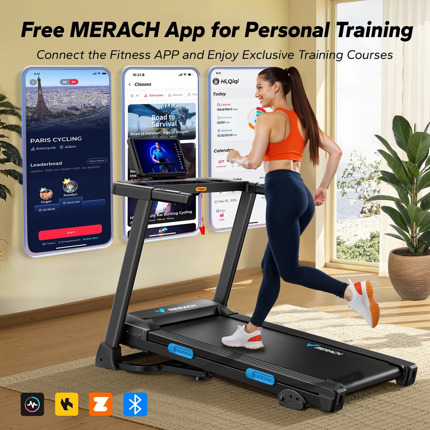 MERACH Foldable Treadmill T12 Incline 0.8-12km/H Walking Pad Save Space LED Display APP Heart Rate Monitoring 16.5" Wider Belt