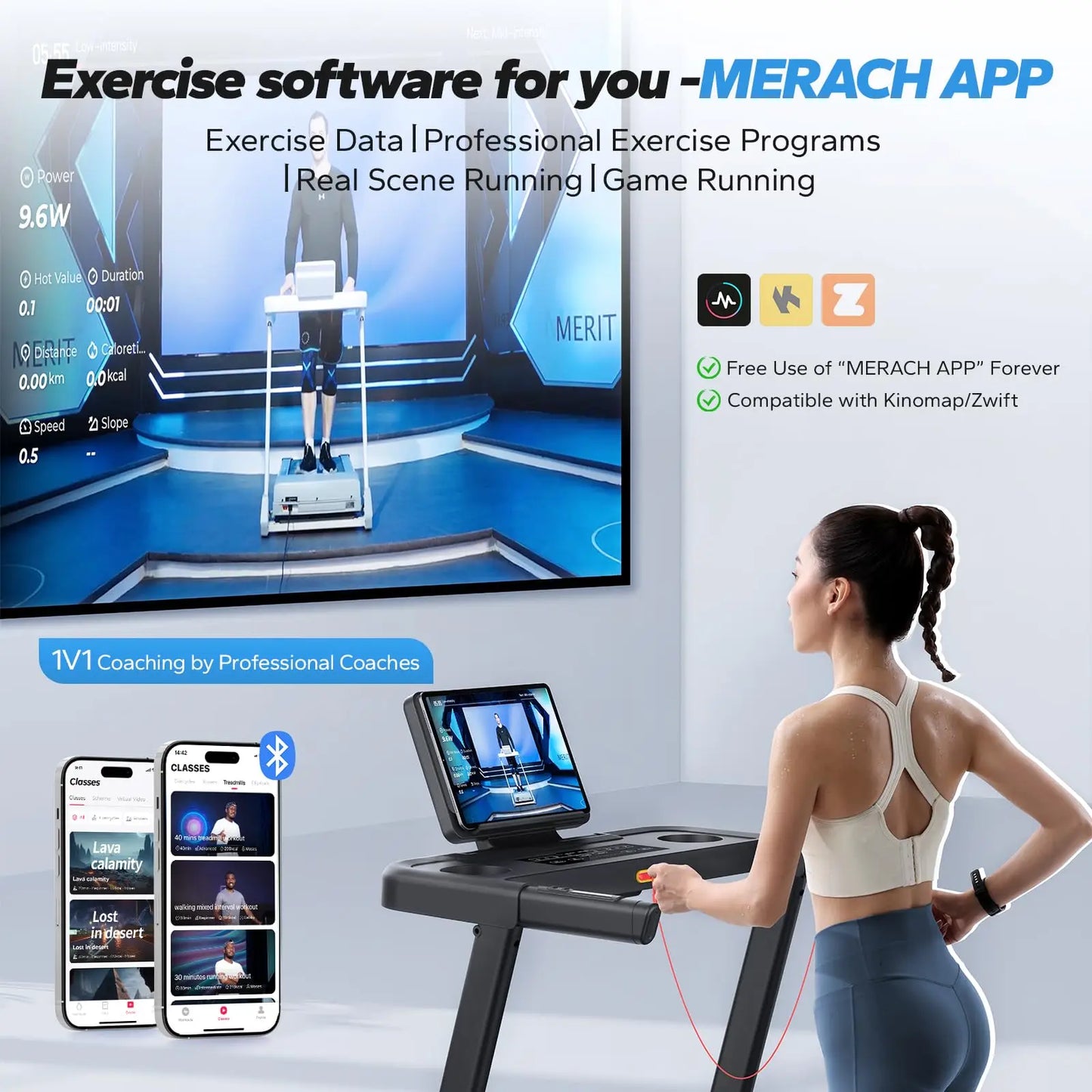 MERACH Foldable Treadmill T12 Incline 0.8-12km/H Walking Pad Save Space LED Display APP Heart Rate Monitoring 16.5" Wider Belt