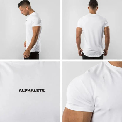 Gym Cotton T-shirt Men Fitness Workout Slim Short Sleeve Shirt Male Bodybuilding Sport Training Tee Tops Summer Casual Clothing