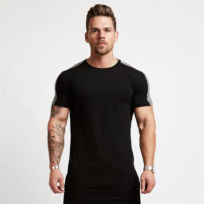Men's Gym tshirt Men Running Sport T-shirt Fitness Bodybuilding Cotton Slim Tee shirt Tops Summer Male Jogging Training Clothing