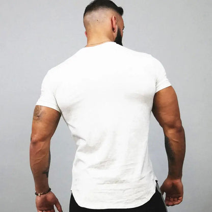 Men's Gym tshirt Men Running Sport T-shirt Fitness Bodybuilding Cotton Slim Tee shirt Tops Summer Male Jogging Training Clothing