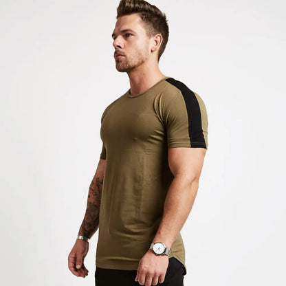 Men's Gym tshirt Men Running Sport T-shirt Fitness Bodybuilding Cotton Slim Tee shirt Tops Summer Male Jogging Training Clothing