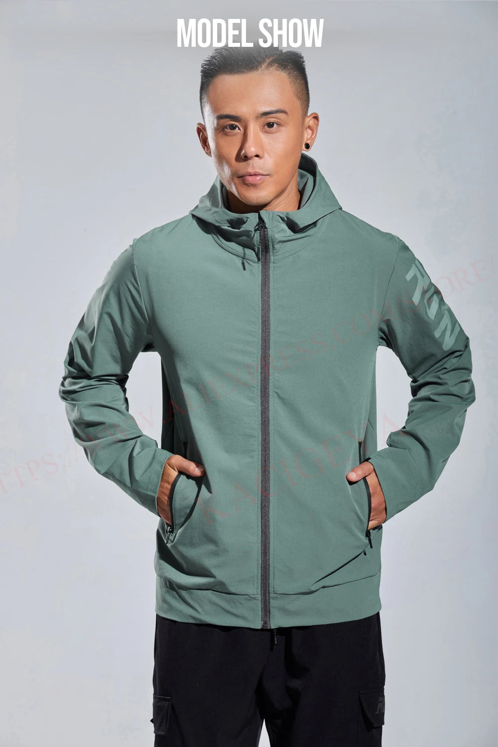 Mens Casual Jacket Sports Zipper Solid Printing Run Hooded Outdoor Fitness Training Long Sleeves Man Streetwear Fashion Coat