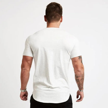 Men's Gym tshirt Men Running Sport T-shirt Fitness Bodybuilding Cotton Slim Tee shirt Tops Summer Male Jogging Training Clothing
