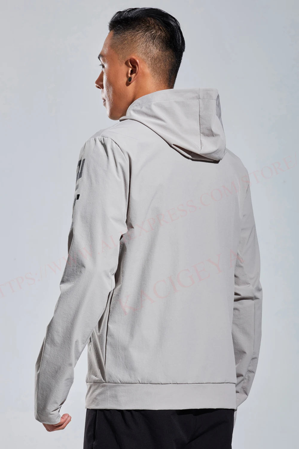 Mens Casual Jacket Sports Zipper Solid Printing Run Hooded Outdoor Fitness Training Long Sleeves Man Streetwear Fashion Coat