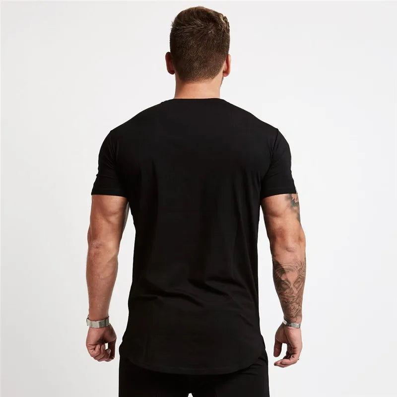 Men's Gym tshirt Men Running Sport T-shirt Fitness Bodybuilding Cotton Slim Tee shirt Tops Summer Male Jogging Training Clothing