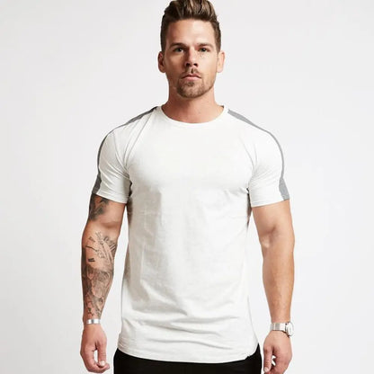 Men's Gym tshirt Men Running Sport T-shirt Fitness Bodybuilding Cotton Slim Tee shirt Tops Summer Male Jogging Training Clothing