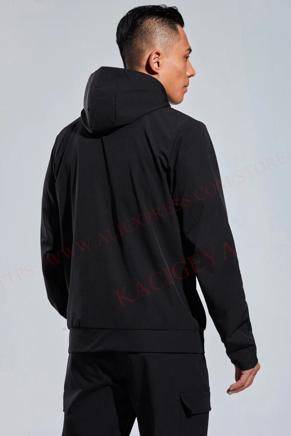 Mens Casual Jacket Sports Zipper Solid Printing Run Hooded Outdoor Fitness Training Long Sleeves Man Streetwear Fashion Coat