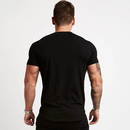 Men's Gym tshirt Men Running Sport T-shirt Fitness Bodybuilding Cotton Slim Tee shirt Tops Summer Male Jogging Training Clothing