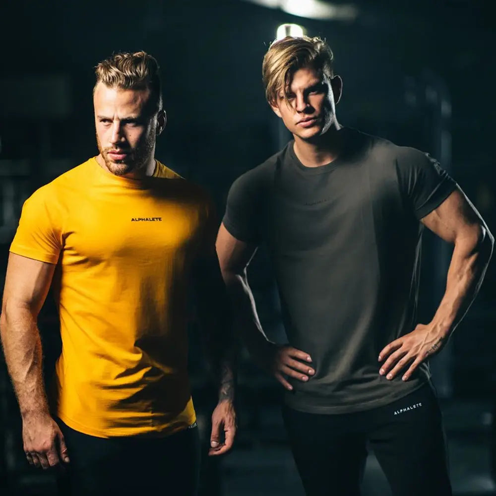 Gym Cotton T-shirt Men Fitness Workout Slim Short Sleeve Shirt Male Bodybuilding Sport Training Tee Tops Summer Casual Clothing