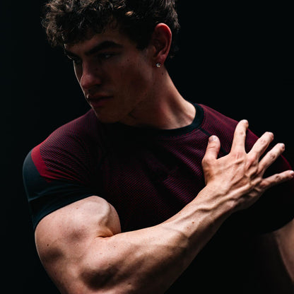 YOUNGLA's new American style running, sports and casual short-sleeved T-shirt for training and fitness, quick-drying, elastic an