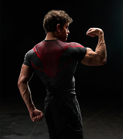 YOUNGLA's new American style running, sports and casual short-sleeved T-shirt for training and fitness, quick-drying, elastic an