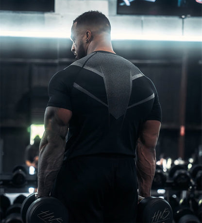 YOUNGLA's new American style running, sports and casual short-sleeved T-shirt for training and fitness, quick-drying, elastic an