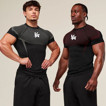YOUNGLA's new American style running, sports and casual short-sleeved T-shirt for training and fitness, quick-drying, elastic an