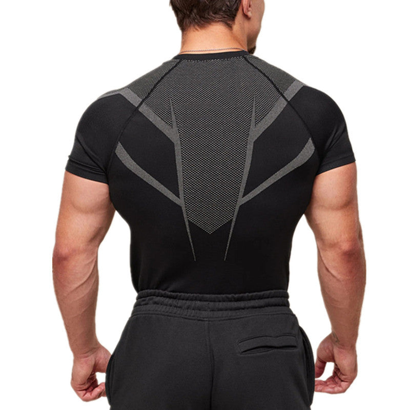 YOUNGLA's new American style running, sports and casual short-sleeved T-shirt for training and fitness, quick-drying, elastic an