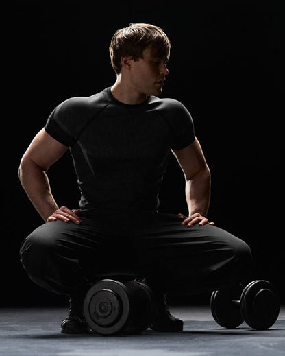 YOUNGLA's new American style running, sports and casual short-sleeved T-shirt for training and fitness, quick-drying, elastic an