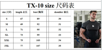 YOUNGLA's new American style running, sports and casual short-sleeved T-shirt for training and fitness, quick-drying, elastic an