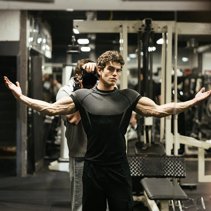 YOUNGLA's new American style running, sports and casual short-sleeved T-shirt for training and fitness, quick-drying, elastic an