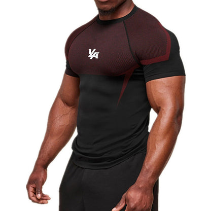 YOUNGLA's new American style running, sports and casual short-sleeved T-shirt for training and fitness, quick-drying, elastic an