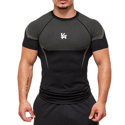 YOUNGLA's new American style running, sports and casual short-sleeved T-shirt for training and fitness, quick-drying, elastic an