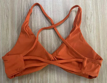 SHINBENE Front Twist Padded Cross Strap Sports Bra Sexy Back Fitness Sleeveless Short Top Yoga Sports Bra