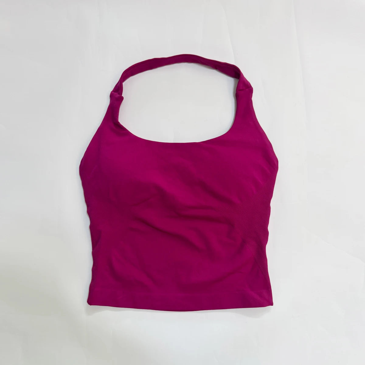 New Seamless Halter Top for Women Backless Gym Crop Top Workout Yoga Shirt with Waist Contouring Sleeveless Sports Shirt