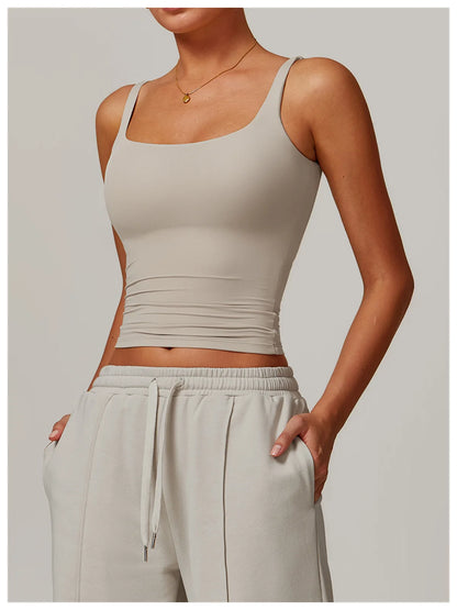 Ctenkevet Women's Workout Yoga Tank Top Quick-Dry Gym Sports Vest Female Running Tight Top Women U-Back Fitness Underwear