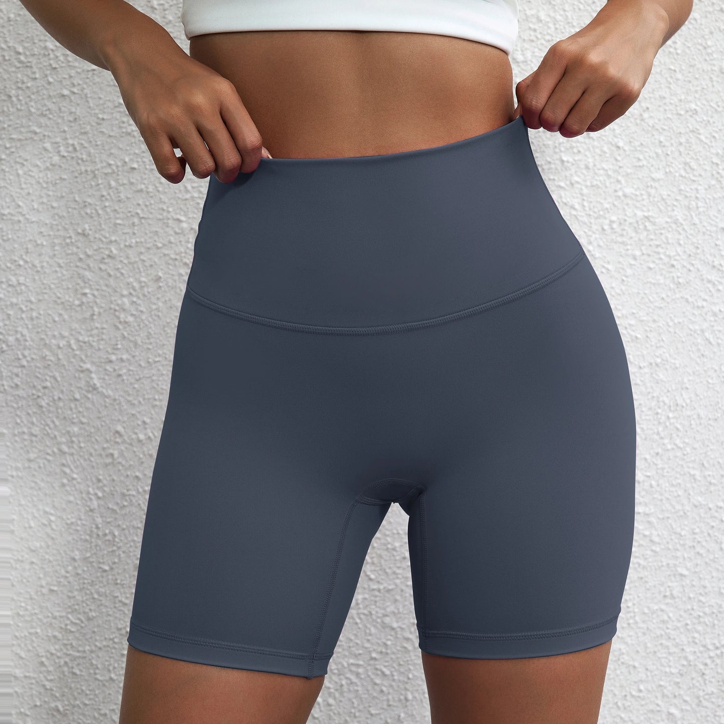 Solid Color Women Fitness Sports Short High Waist Yoga Short Leg Cycling Comprehensive Training Jog Squat Proof Internal Pocket