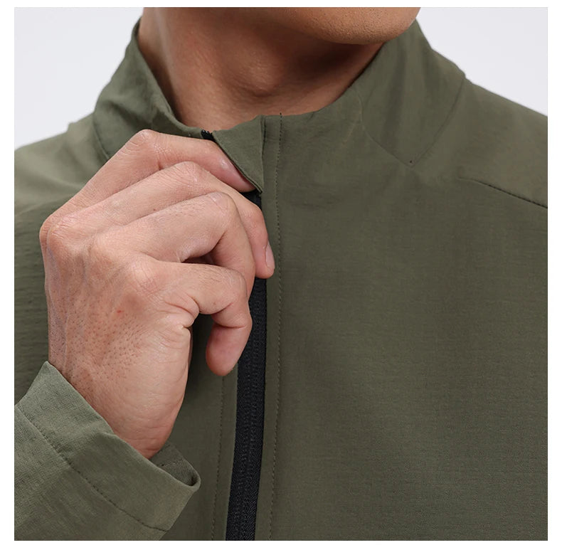 Men Outdoor Sports Casual Jacket Jacket Stand-Up Collar Zip Running Fitness Windproof Camping Hiking Riding Training Tops