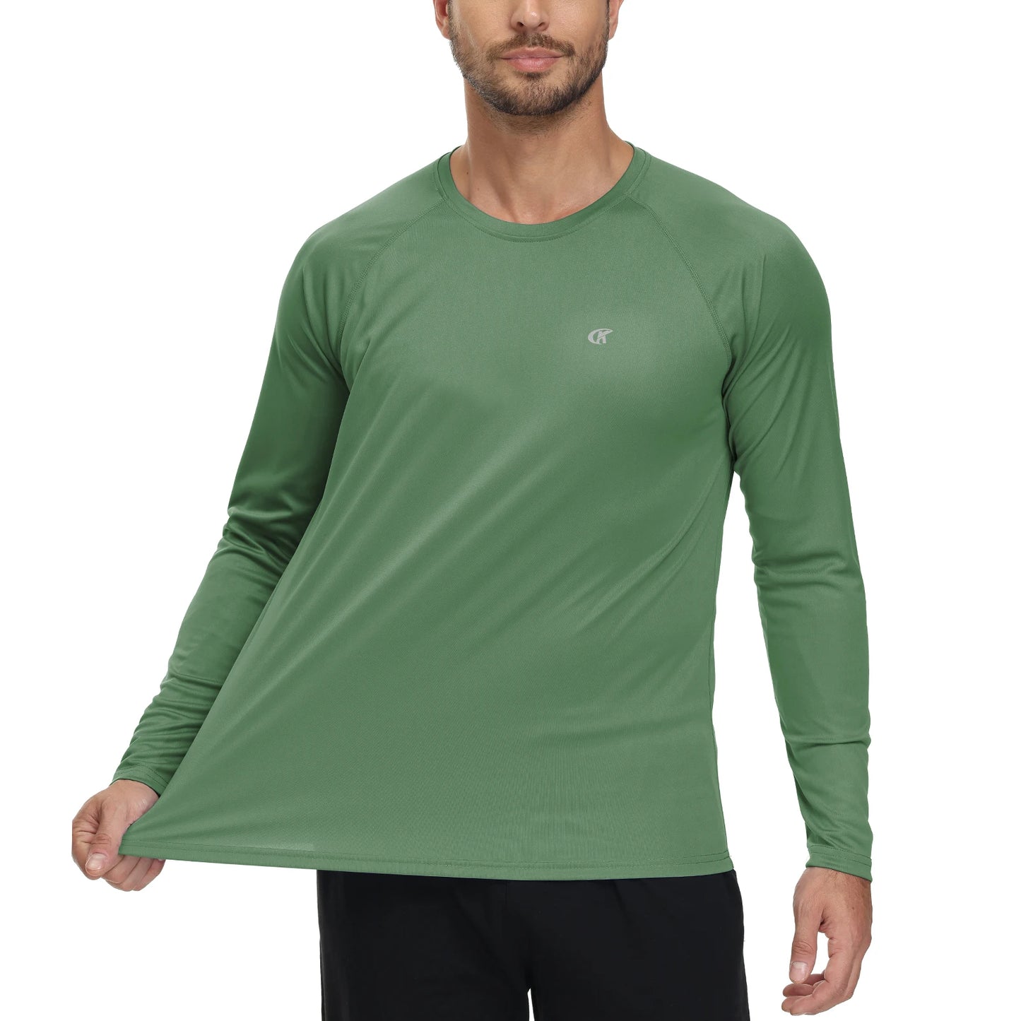 Men UPF 50+ Long Sleeve T-Shirt, Rash Guard Breathable Tops, Pullover Shirt for Sport Fishing Hiking Workout Outdoor Beach