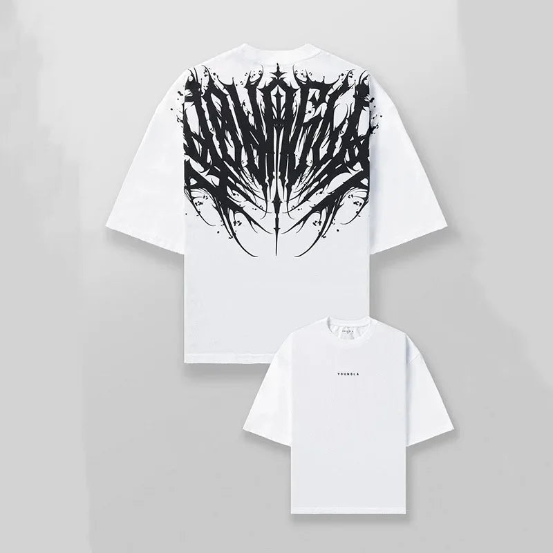 Loose Fit Men's T-Shirt American Trendy Brand Cotton Blend Short Sleeve Fitness Sporty Summer Casual Wear Dry Fast T-Shirt