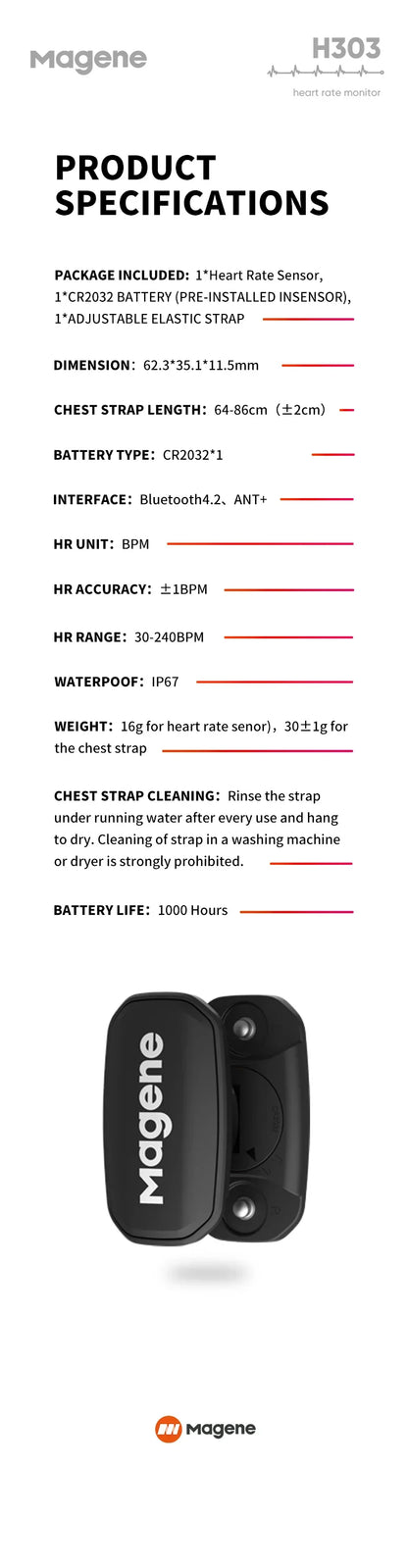 Magene H303 H64 Heart Rate Monitor Mover Sensor Dual ANT Bluetooth With Chest Strap Cycling Computer Bike Wahoo Garmin Sports