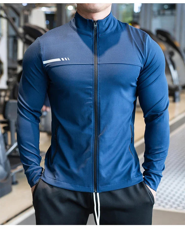 Mens Gym Fitness Shirts Tops High Quality Running Sport Jacket Outdoor Workout Sunscreen Clothing Training Sweatshirt Zipped
