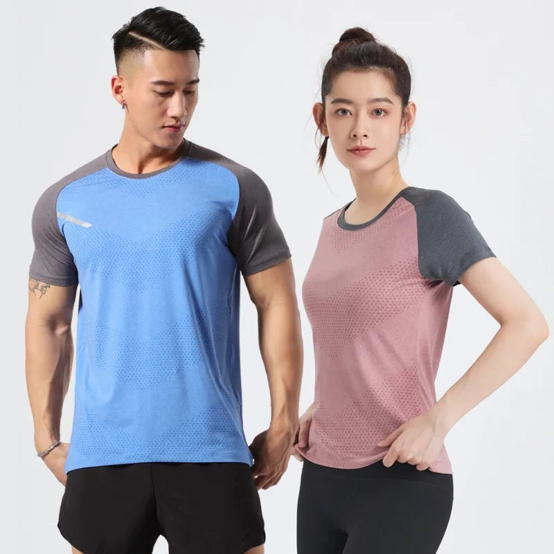 The Same Breathable Light and Quick-drying Top for Men and Women, Fitness Sportswear, Ice Silk T-shirt Stretch Short Sleeves