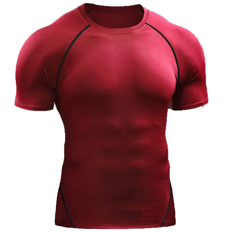 2025 Compression T Shirt Men Summer Sportswear Running T-shirt Elastic Quick Dry Sport Tops Tee Athletic Gym Workout Shirts Men