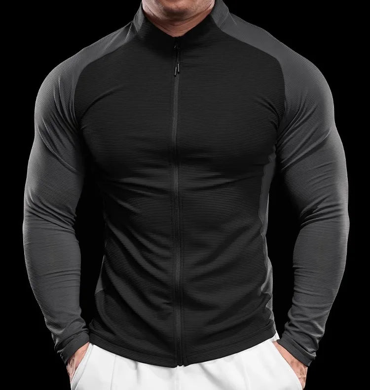 2024 New Men Sportswear Fitness Top Gym Jacket Quick-drying Breathable Slim Long-sleeved T-shirt Running Training Clothes Autumn
