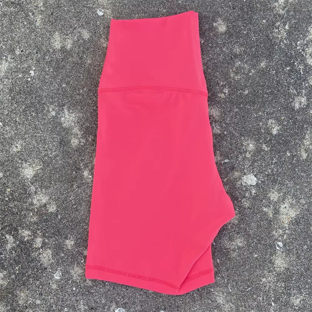 Solid Color Women Fitness Sports Short High Waist Yoga Short Leg Cycling Comprehensive Training Jog Squat Proof Internal Pocket