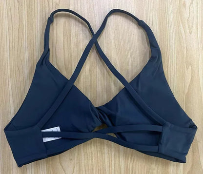 SHINBENE Front Twist Padded Cross Strap Sports Bra Sexy Back Fitness Sleeveless Short Top Yoga Sports Bra