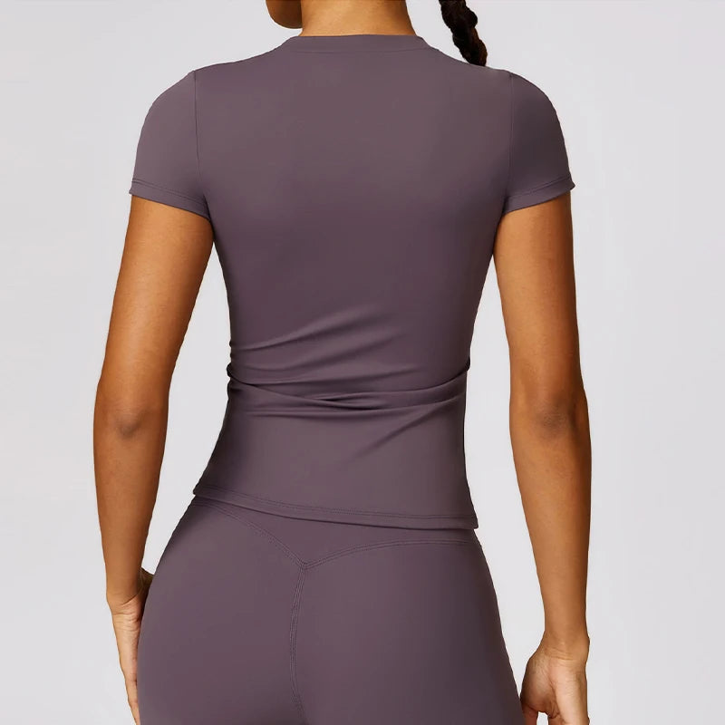 Skintight Sports Short Shirts Women Workout Sportswear Female Fitness Yoga Shirt Quick-Dry Yoga Clothing Sport Gym Top Women