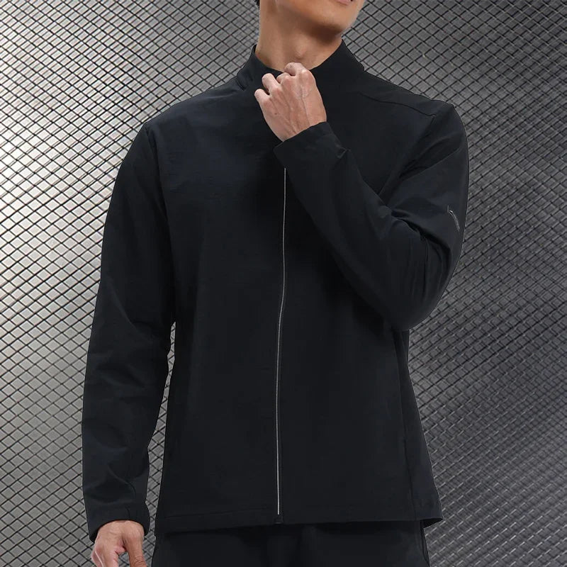 Men Outdoor Sports Casual Jacket Jacket Stand-Up Collar Zip Running Fitness Windproof Camping Hiking Riding Training Tops