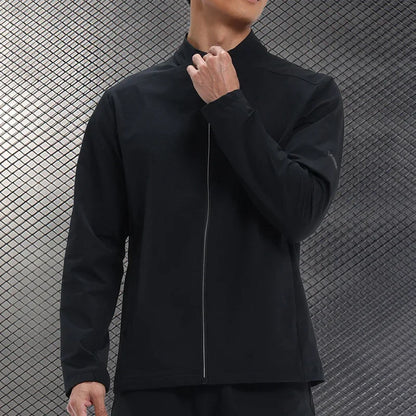 Men Outdoor Sports Casual Jacket Jacket Stand-Up Collar Zip Running Fitness Windproof Camping Hiking Riding Training Tops