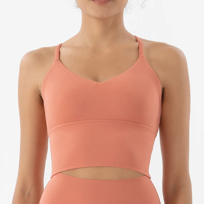 SOISOU S-XL Nylon Sports Bra Top Women Bralette Breathable Underwear Women Sports Leggings For Women Sexy Top Bra 10 Colors