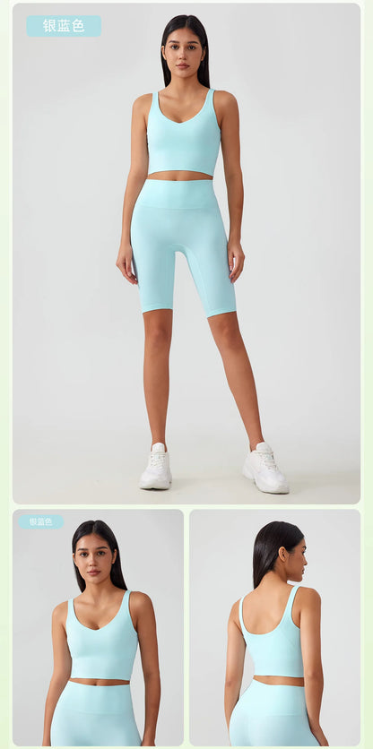 Sports Bra for Women Yoga Top Fixed Chest Pad Gym Vest Shock-proof Workout Tops Yoga Clothes U-shaped Back Fitness Crop Top