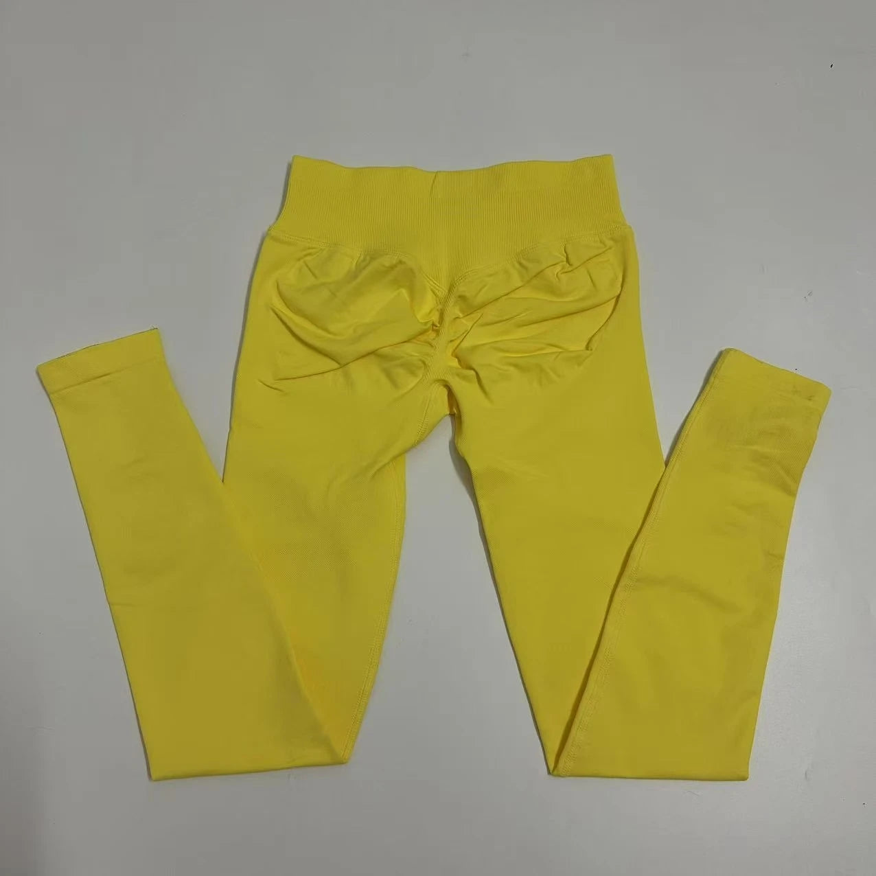 No Logo Leggings Women Low Ribbed Band Scrunch Bum Seamless Yoga Pants Gym Leggings Fitness Sweat Wicking Stretch Workout Tights