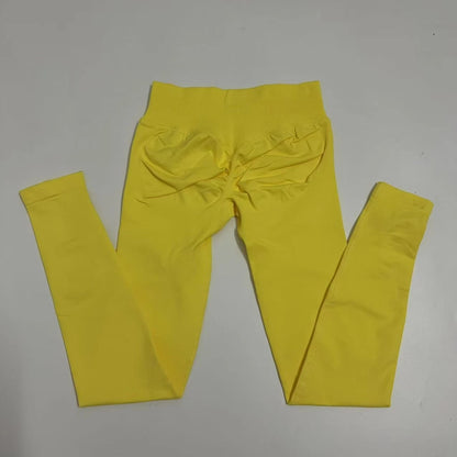 No Logo Leggings Women Low Ribbed Band Scrunch Bum Seamless Yoga Pants Gym Leggings Fitness Sweat Wicking Stretch Workout Tights